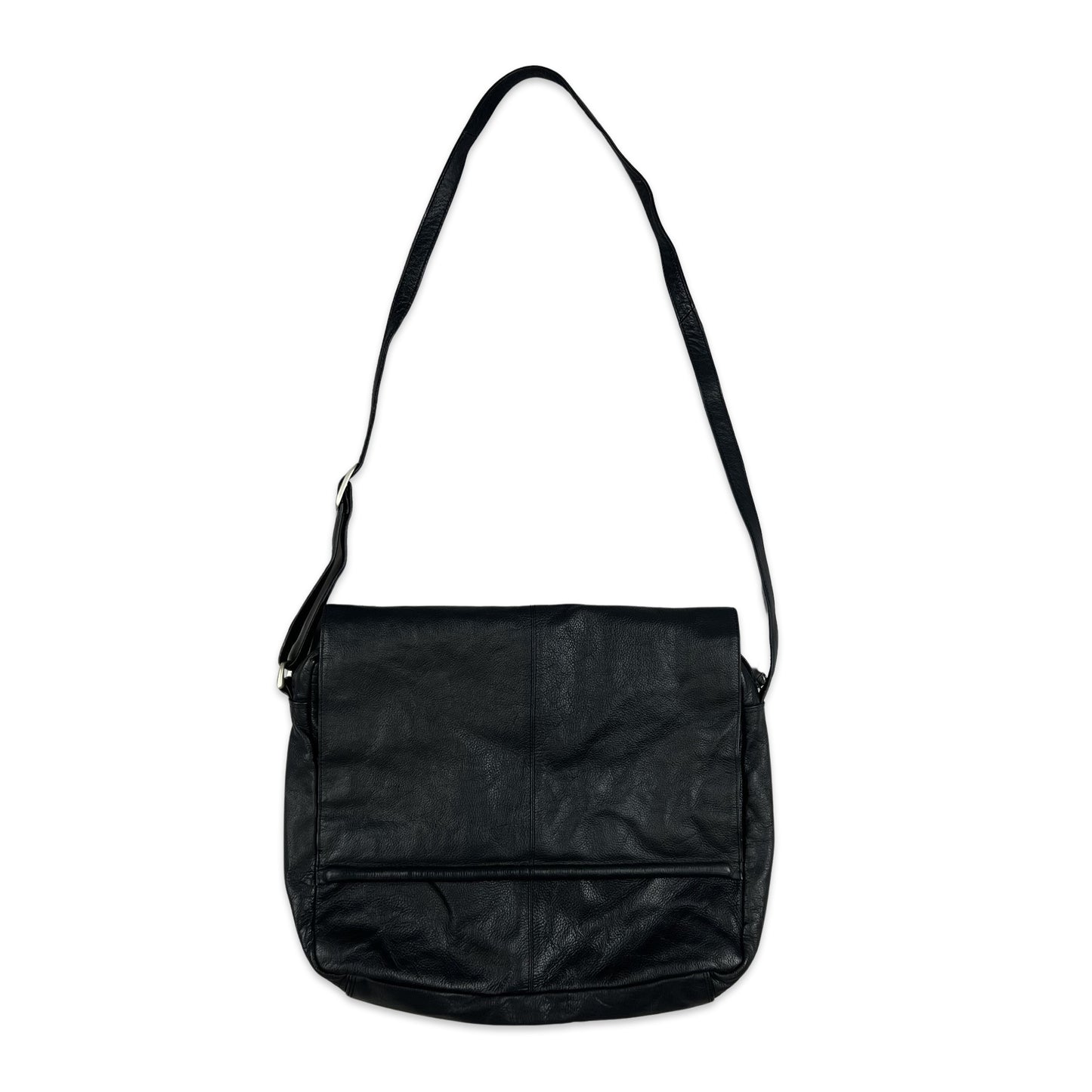 Vintage 90s Black Leather Satchel Messenger Bag