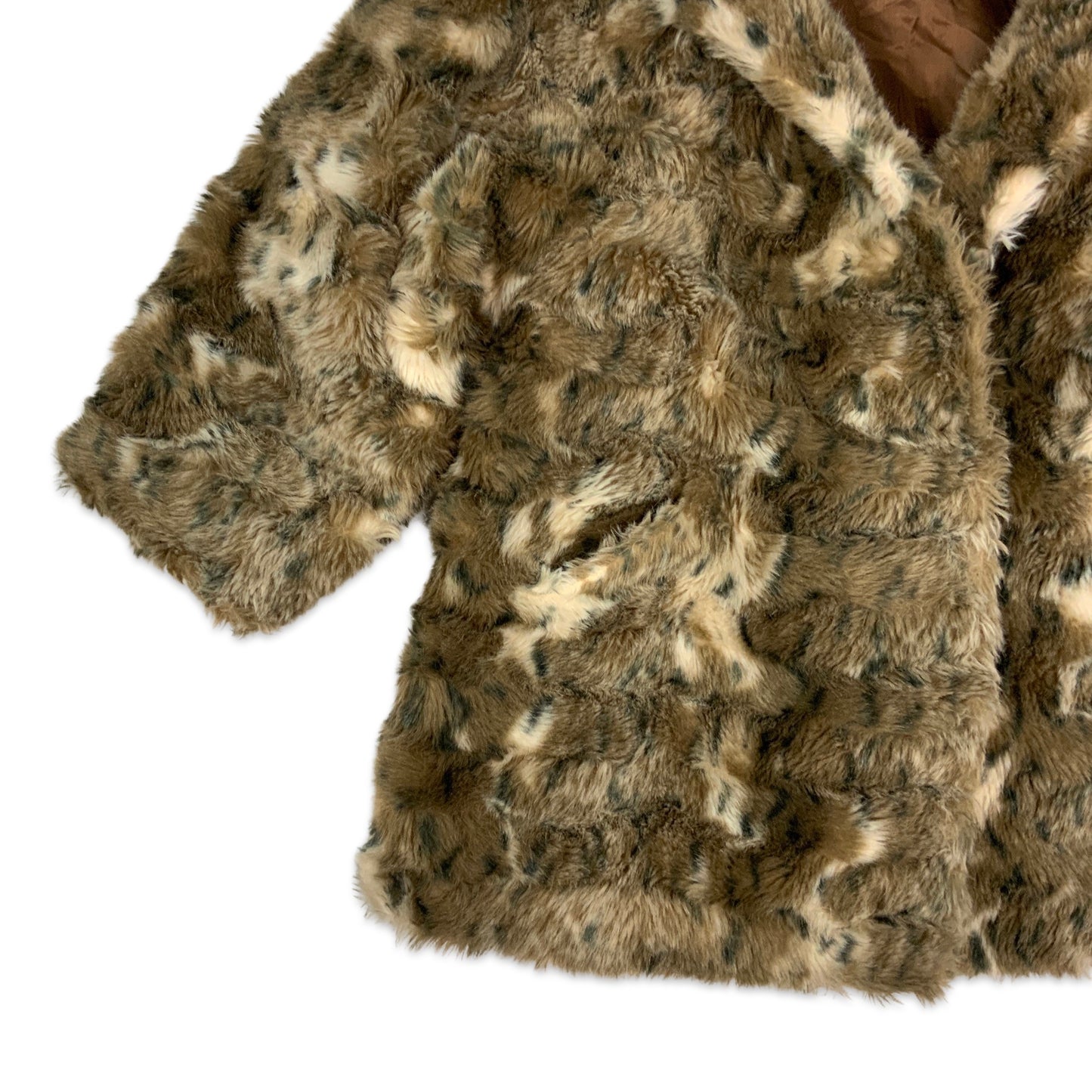 Vintage Brown Cream Faux Fur Teddy Bear Coat 10 12 14 16