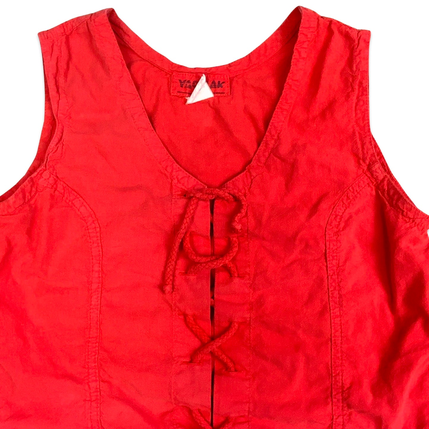 90s Y2K Red Crop Top with Front Lacing 6 8