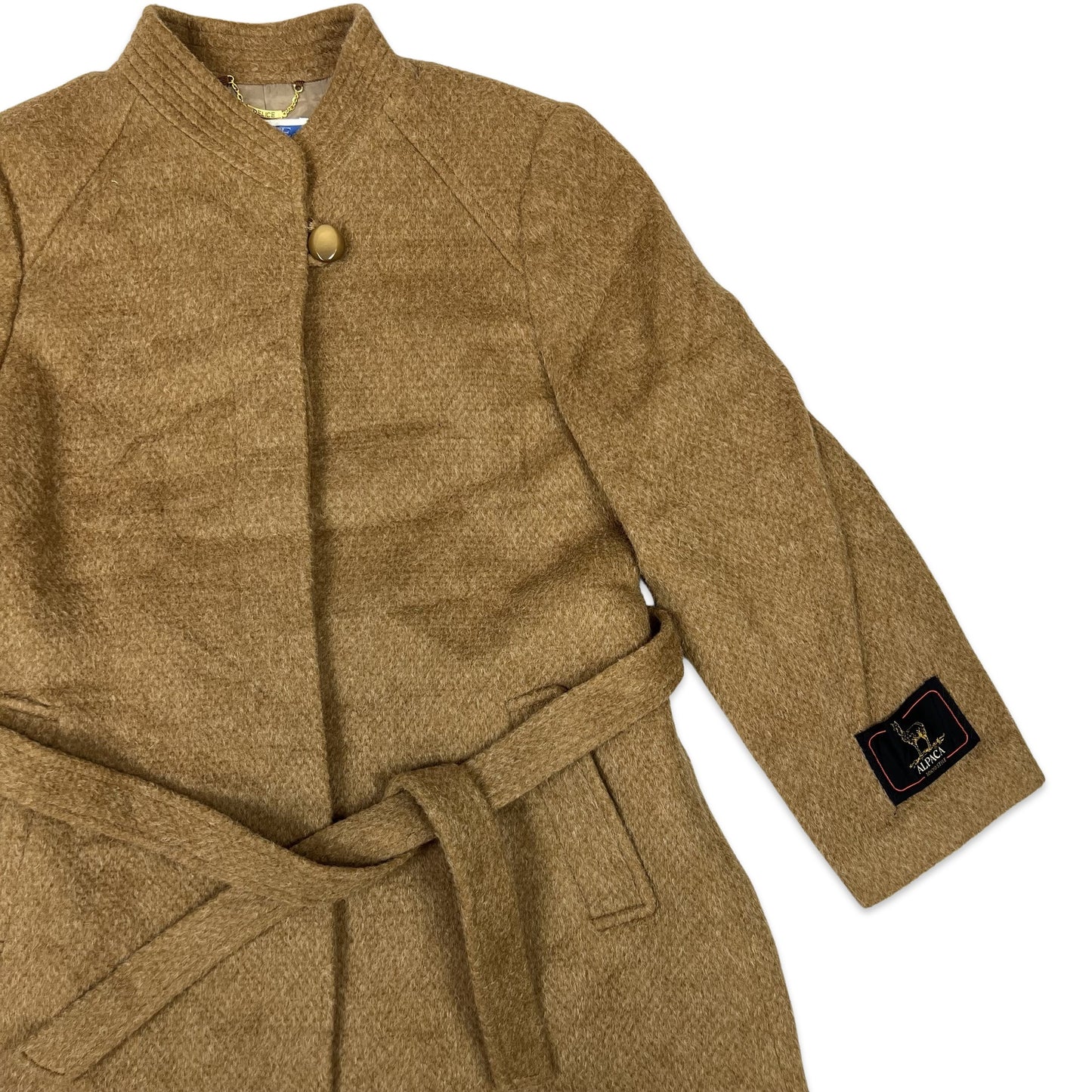 Vintage Alpaca Wool Midi Coat Brown 8 10