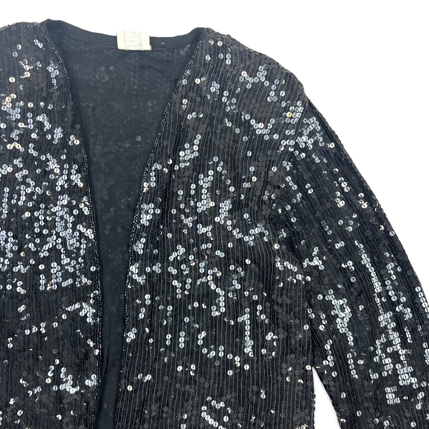 Vintage 80s Sequin Jacket Black 10 12