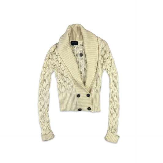 Y2K Vintage Fine Knit Mohair Cardigan Cream 6 8