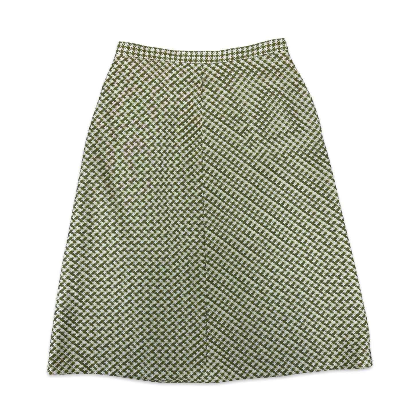 70s Vintage Green Houndstooth Check Skirt 10