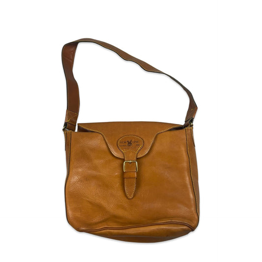 Vintage 90s Orange Brown Messenger Handbag