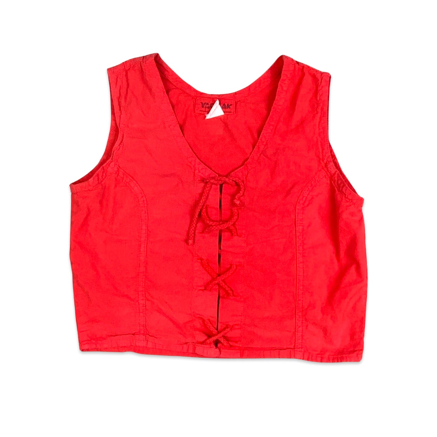 90s Y2K Red Crop Top with Front Lacing 6 8