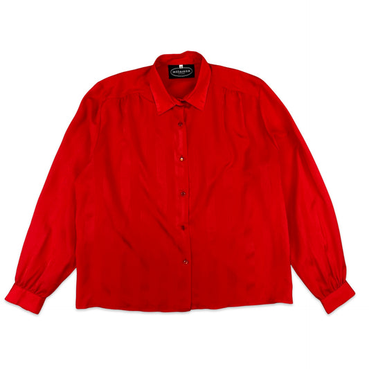 Ladies 80s Vintage Blouse Red 14 16