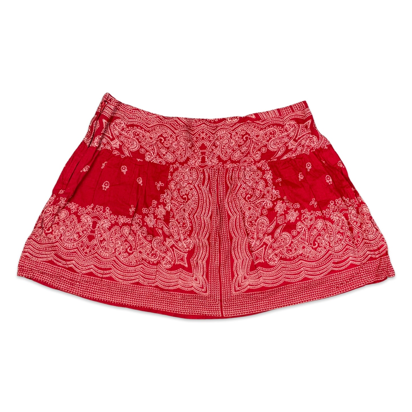 90s Y2K Red Paisley Bandana Mini Skirt 8 10