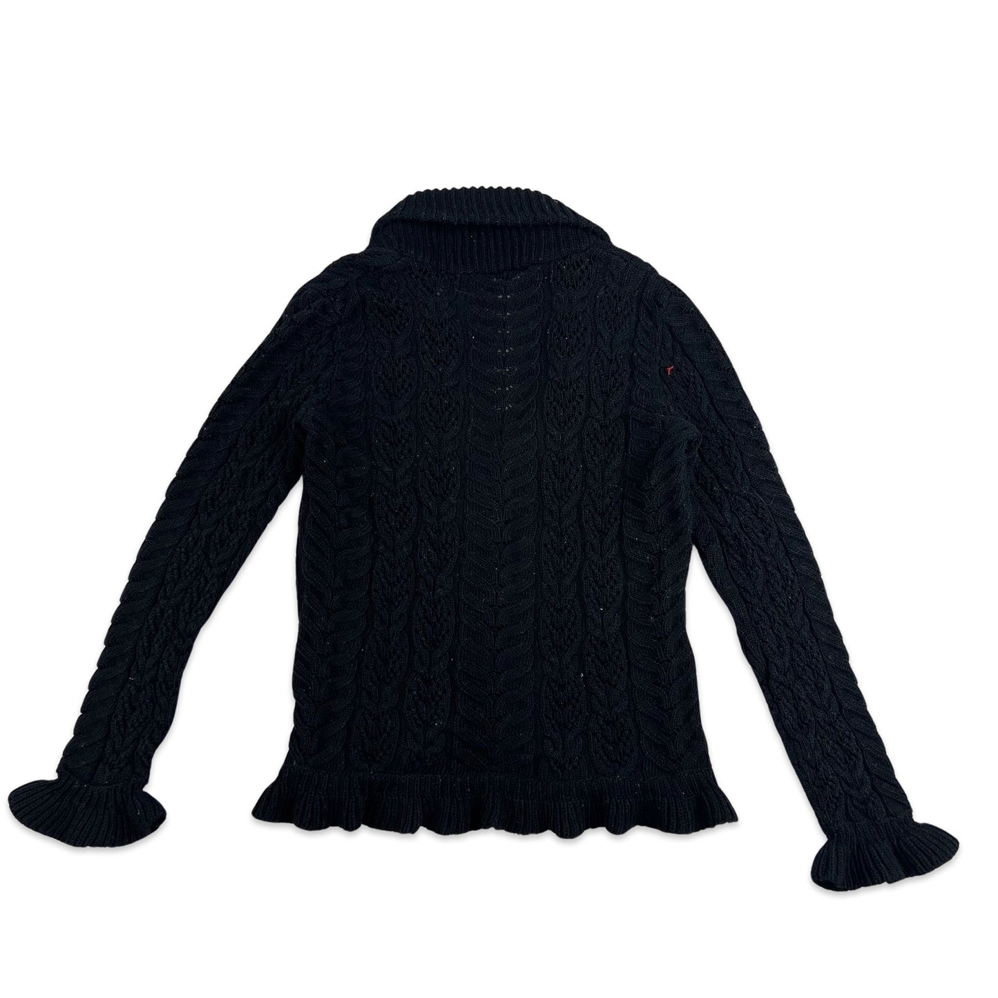 Vintage Ralph Lauren Cable Knit Cardigan Black 12 14