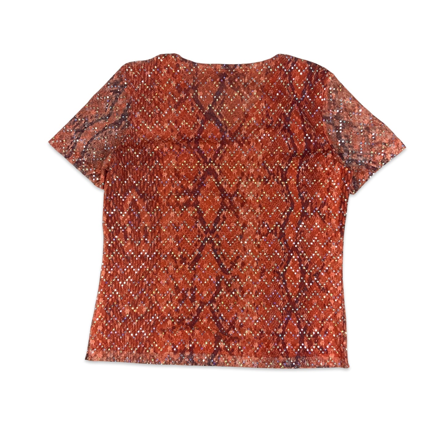 Vintage Y2K Orange Sequinned Top 14 16 18