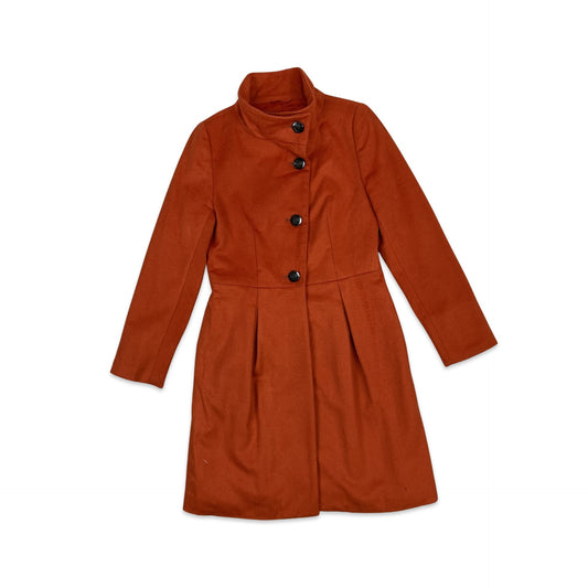 Y2K Wool Midi Coat Orange 6 8