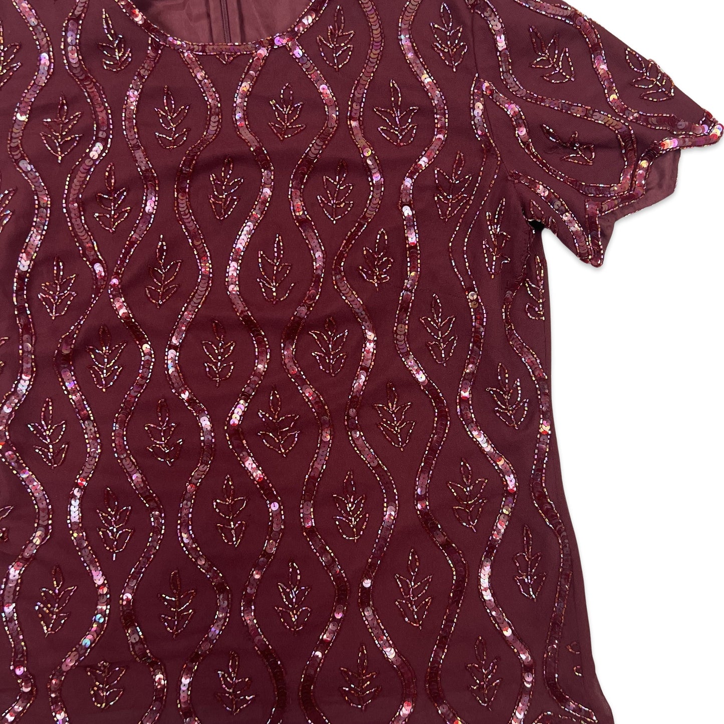 Vintage 80s Oversized Sequin Blouse Red 12 14