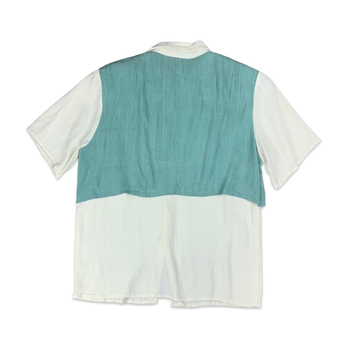 Vintage 80s Cream Blouse Teal Waistcoat 10 12