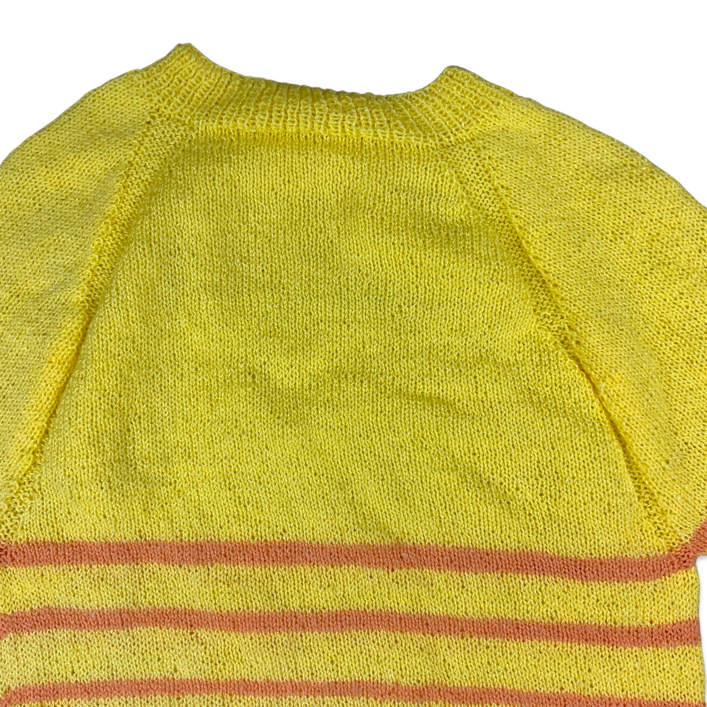Vintage 80s Yellow & Pink Striped Knitted Jumper 8 10