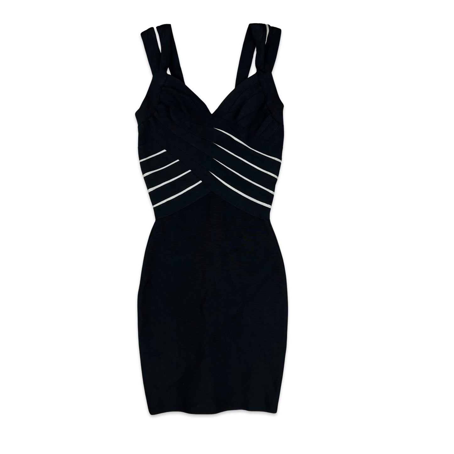 90s Black & White Herve Leger BodyCon Mini Dress 4 6