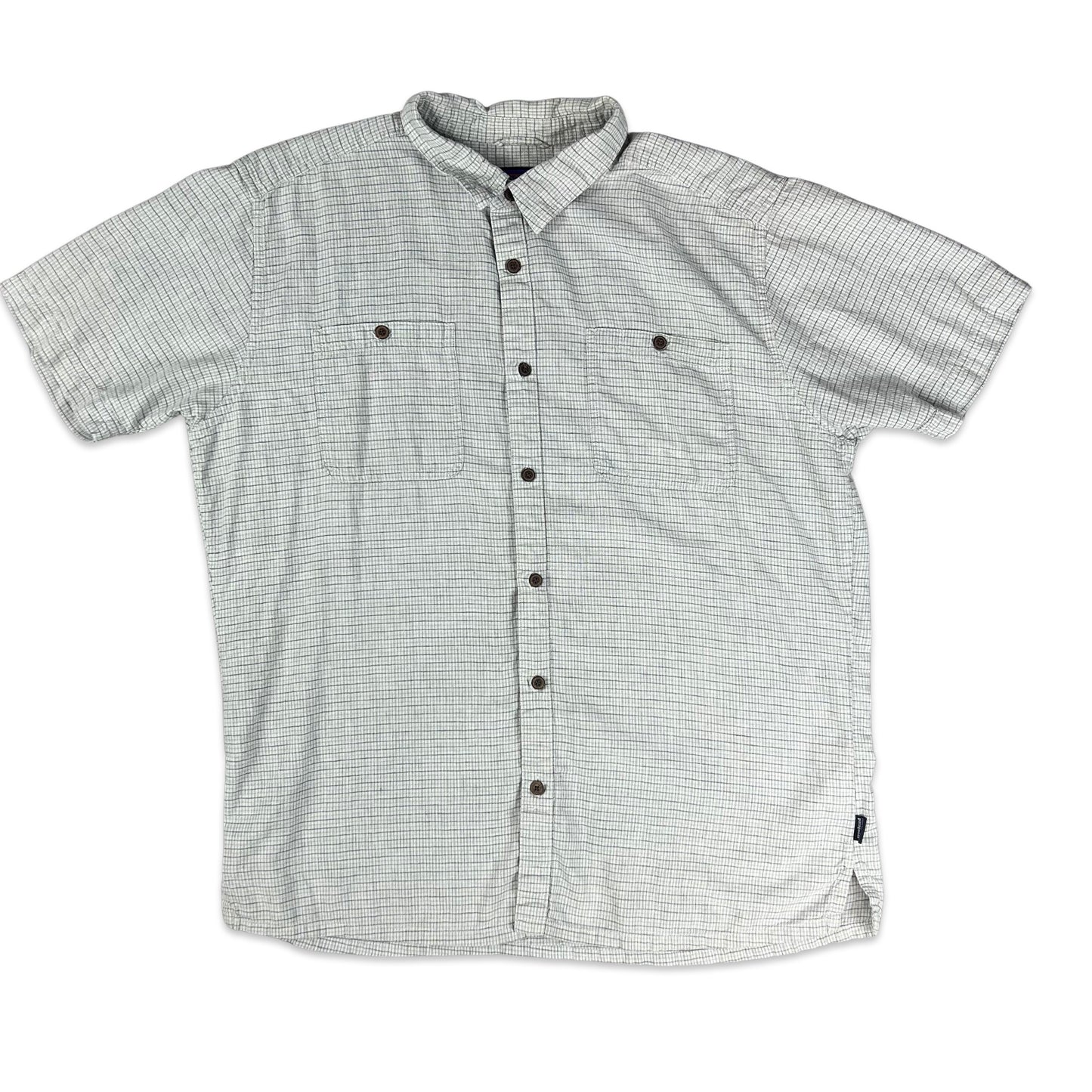00s Patagonia White Grey Check Shirt L XL