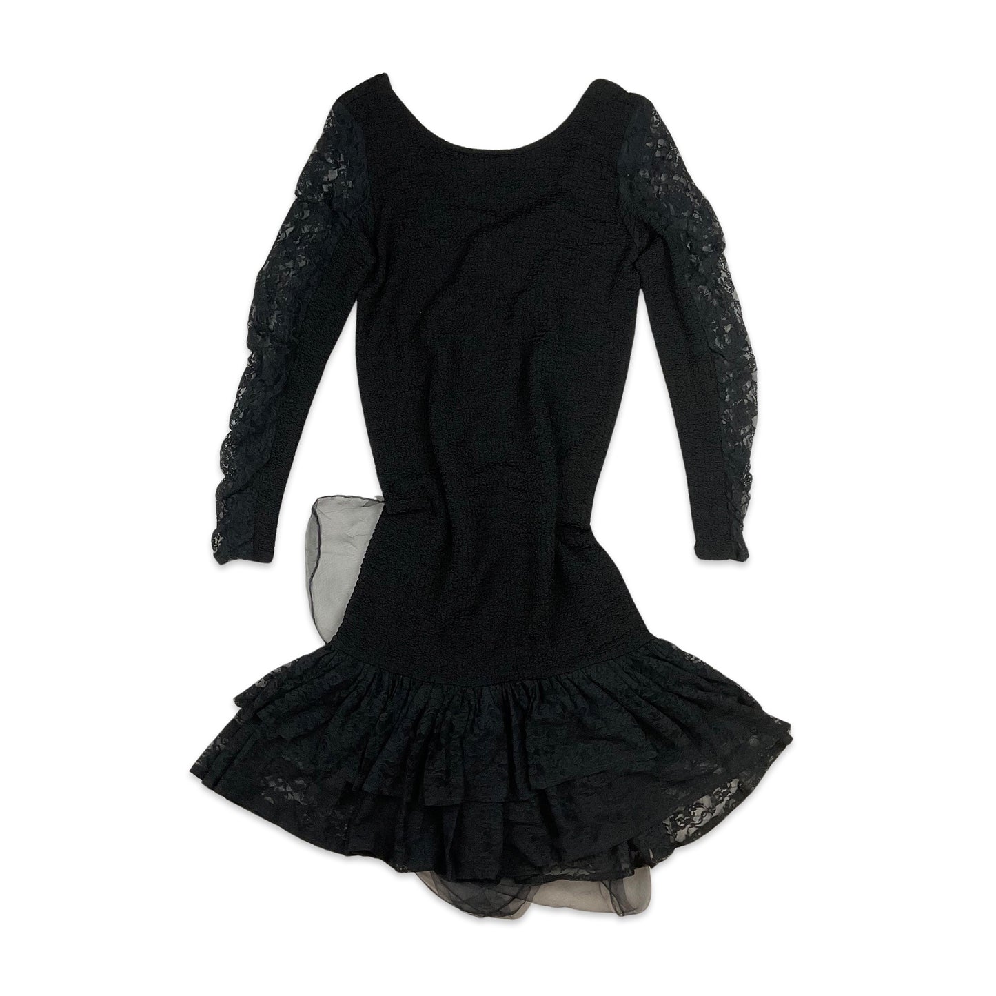 Vintage Black Gothic Midi Dress 10 12 14