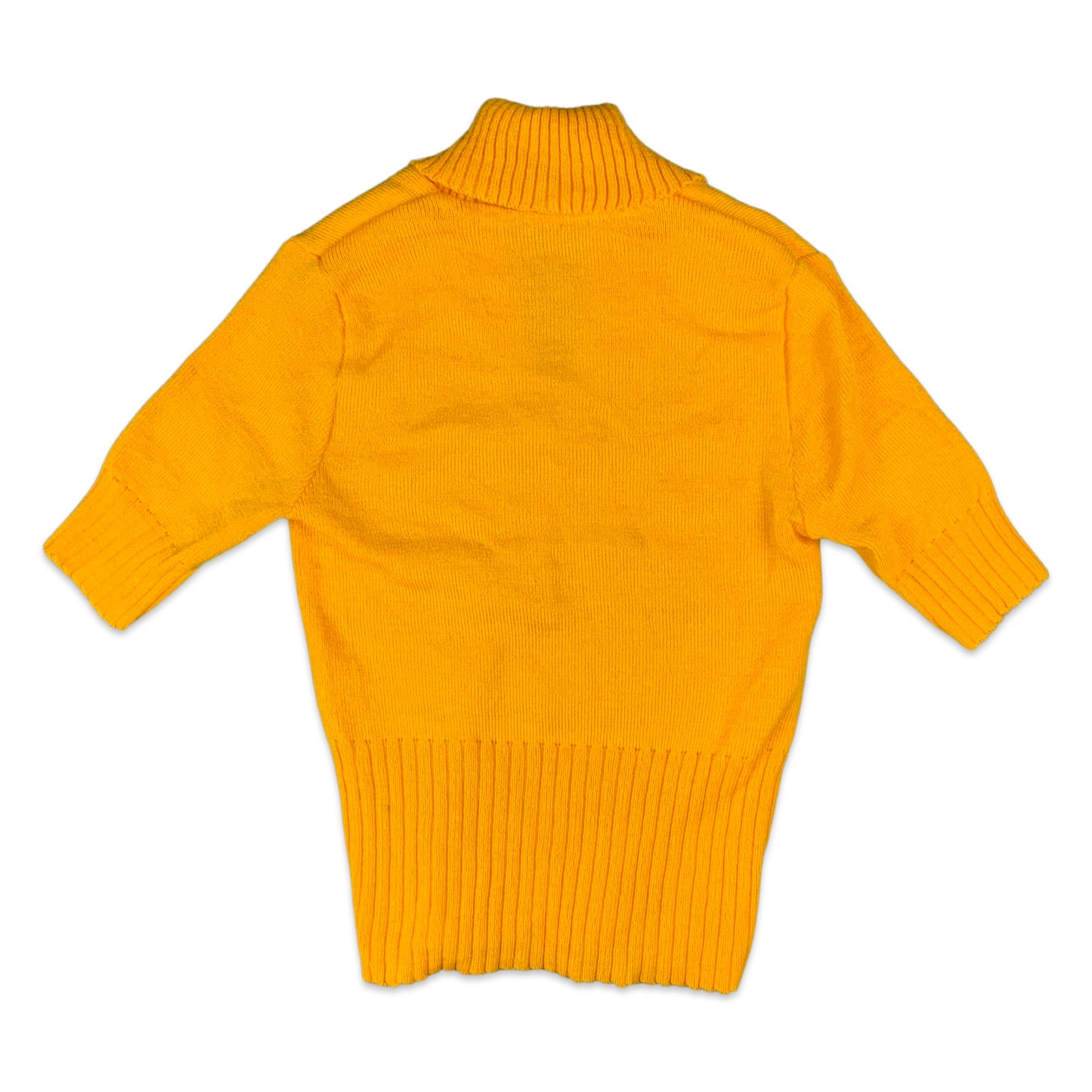 Vintage Yellow Ribbed Short Sleeve Jumper 6 8