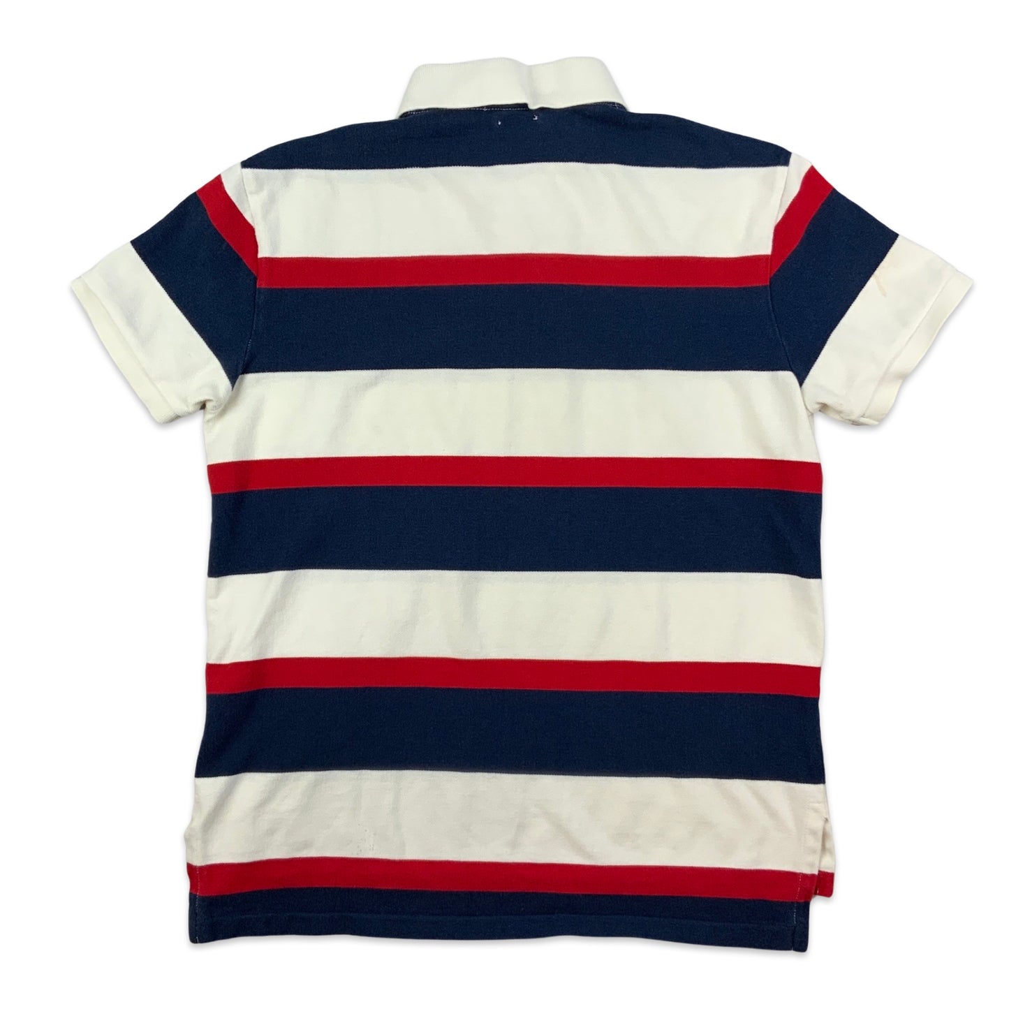 Ralph Lauren White Navy & Red Striped Polo Shirt XS S