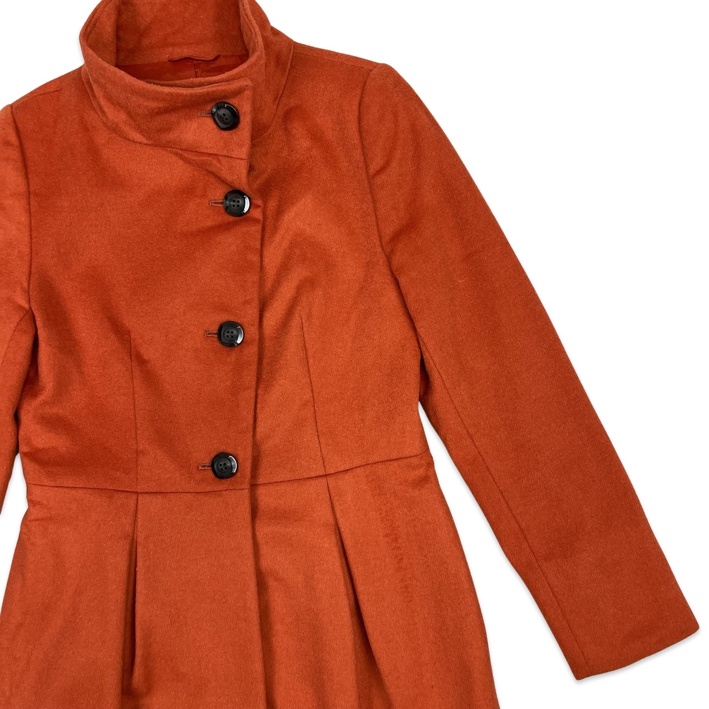 Y2K Wool Midi Coat Orange 6 8