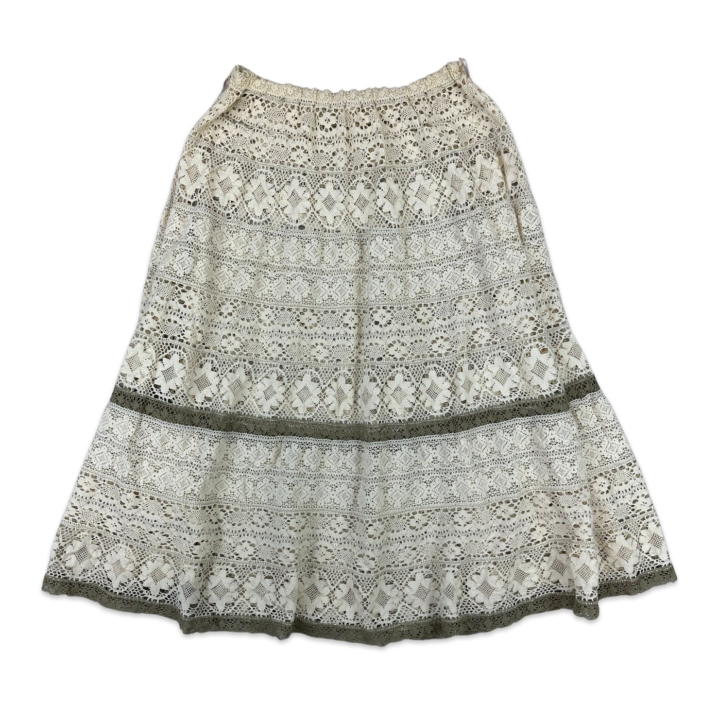 70s Vintage Lace Tiered Skirt 12/14