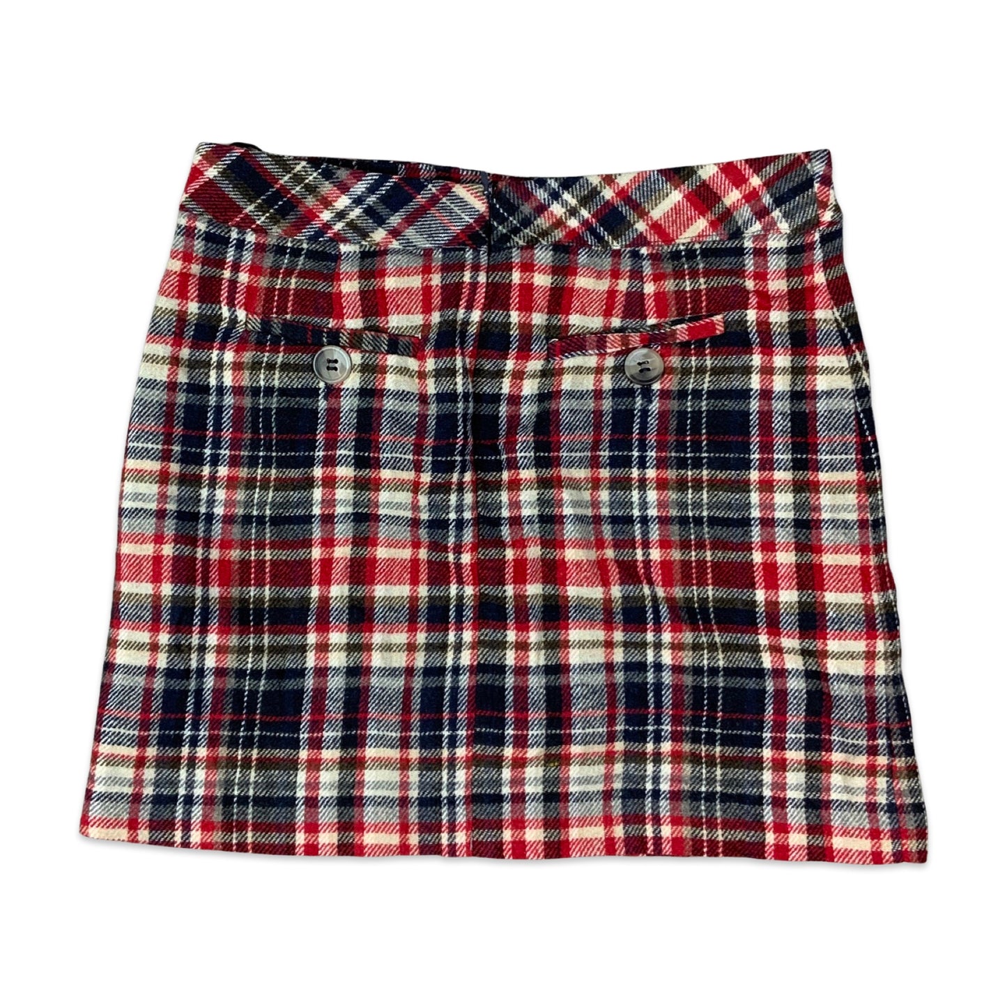 Vintage 90s Red Navy Tartan Mini Skirt 10