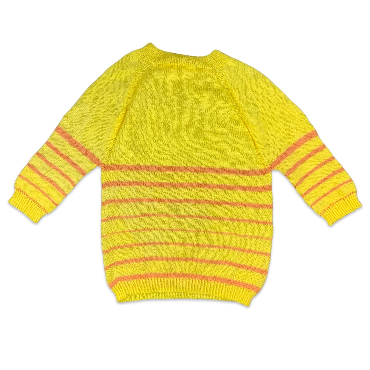 Vintage 80s Yellow & Pink Striped Knitted Jumper 8 10
