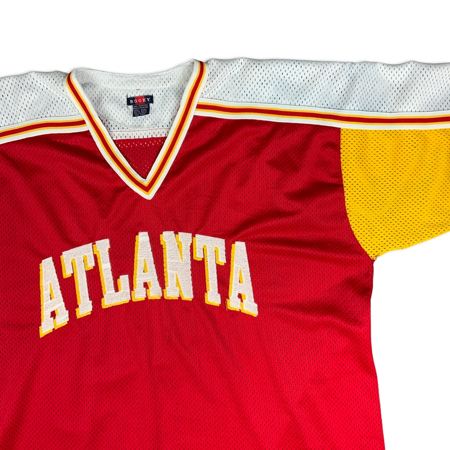 Vintage “ATLANTA” Red White Yellow Basketball Jersey L XL