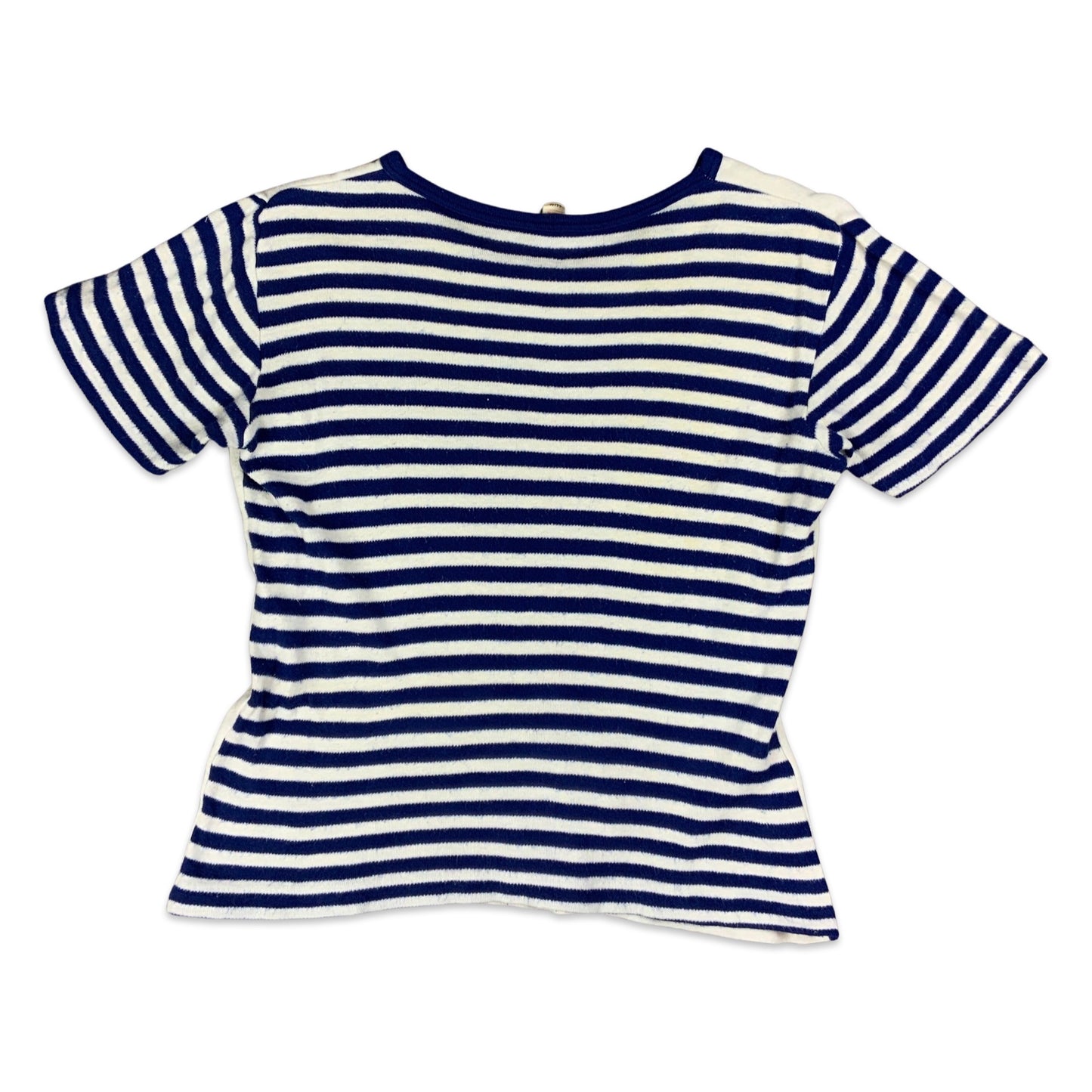 Vintage 70s Blue & White Stripe Novelty T-Shirt 10 12
