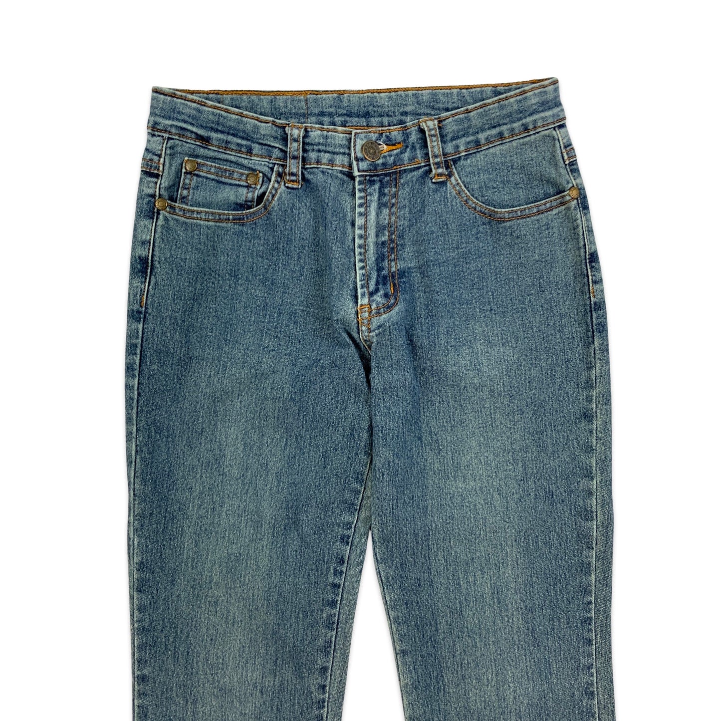Y2K Mid Wash Flared Jeans with Lace Up Detail