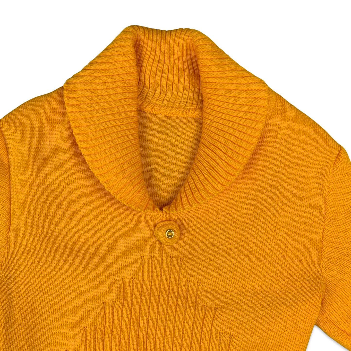 Vintage Yellow Ribbed Short Sleeve Jumper 6 8