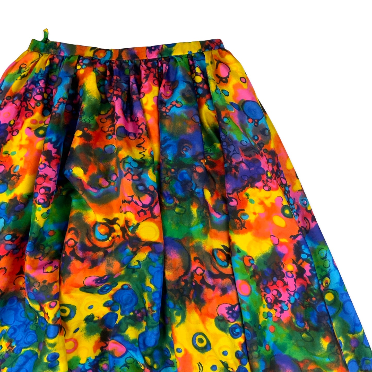 Vintage Multicolour Abstract Print Pleated Midi Skirt 8