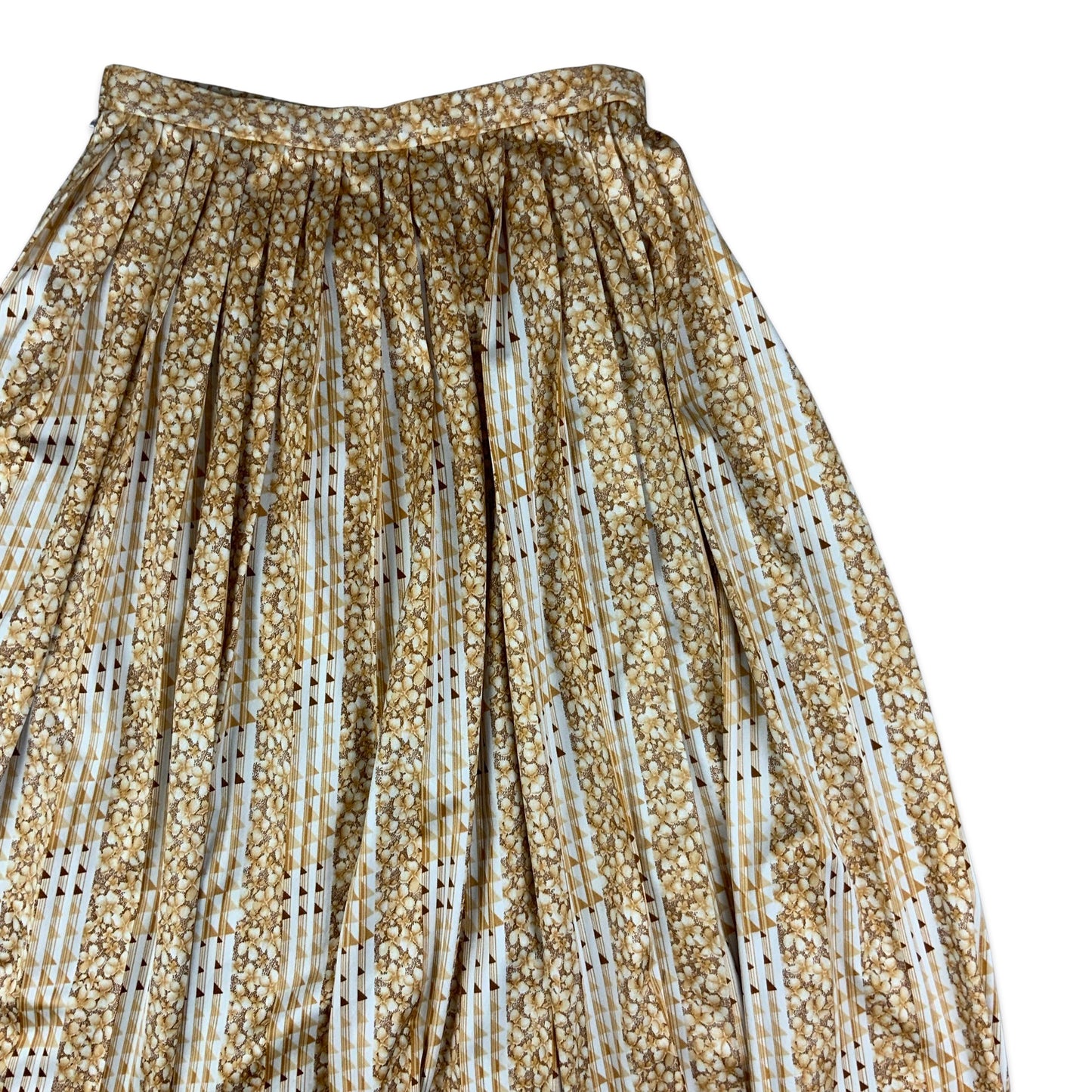 Vintage Gold & White Pleated Midi Skirt 6