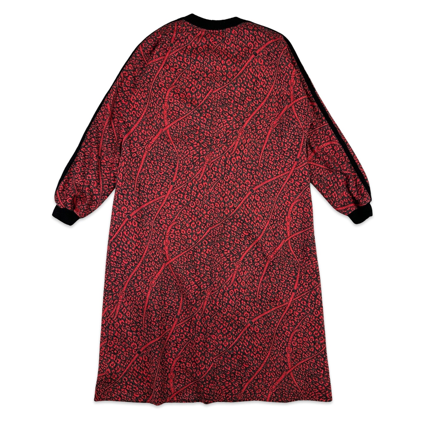 80s Vintage Knitted Patterned Midi Dress 12