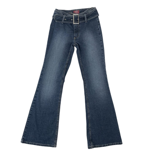 Vintage Y2K Dark Blue Buckle Flared Jeans 4