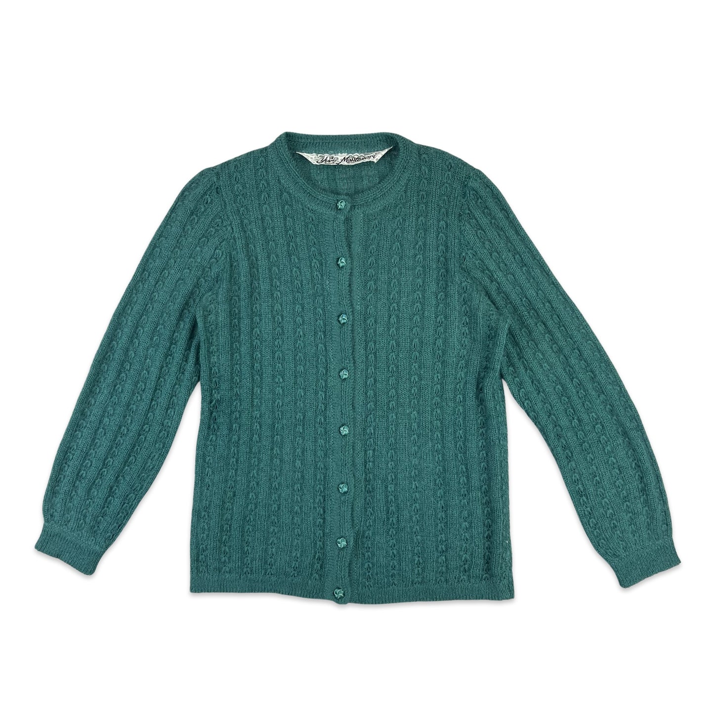 Vintage Mohair Cardigan Green 10 12 14