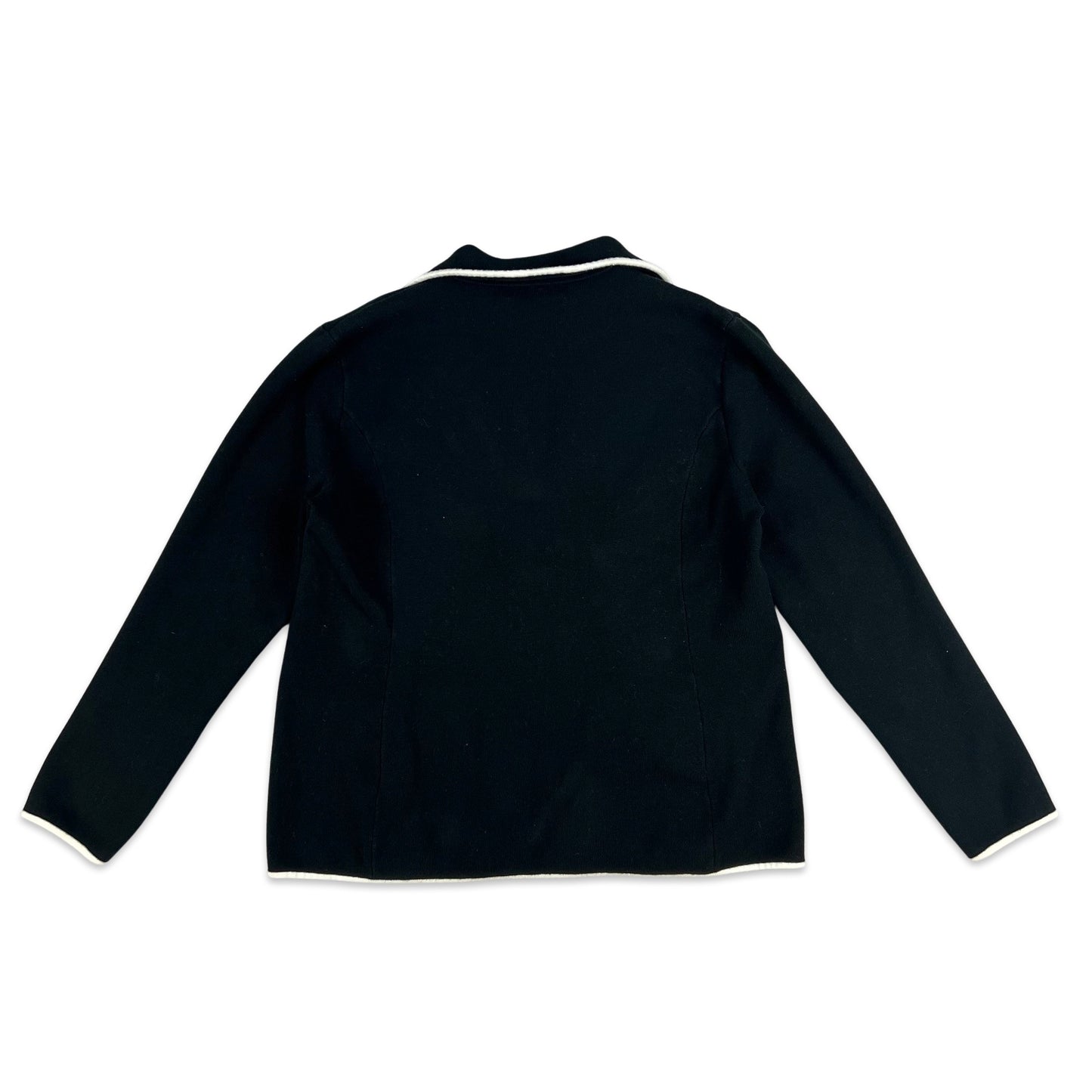 Vintage Ralph Lauren Knit Blazer Jacket Black White 12 14 16