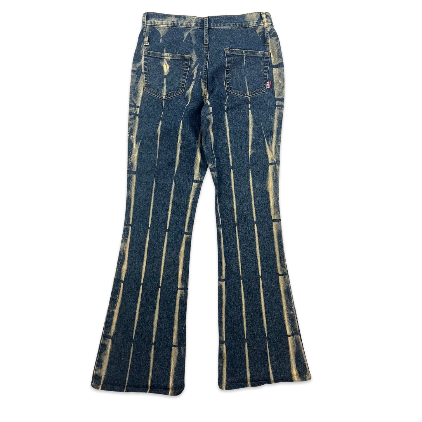 Y2K Vintage Blue Beige Bleach Flared Jeans 10