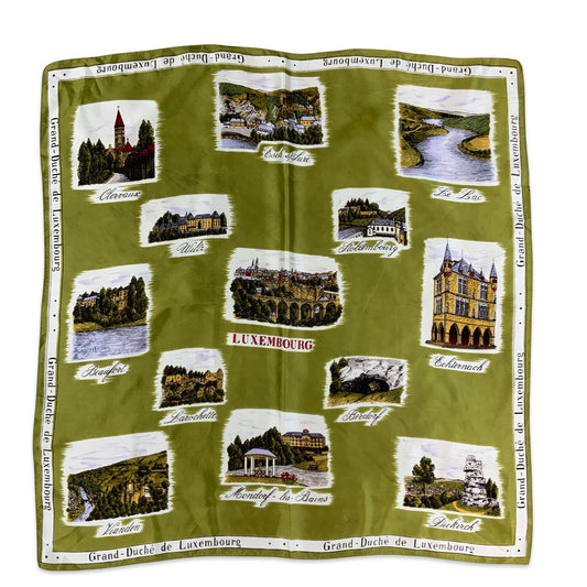 Vintage Green Yellow White Red Luxembourg Souvenir Scarf