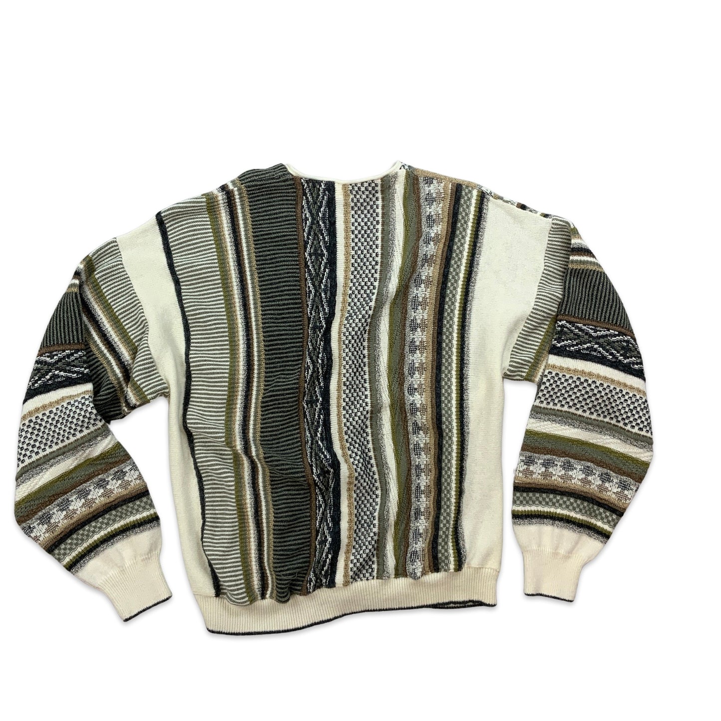 Vintage Colourful Abstract Pattern Cardigan Grey Brown Cream M L