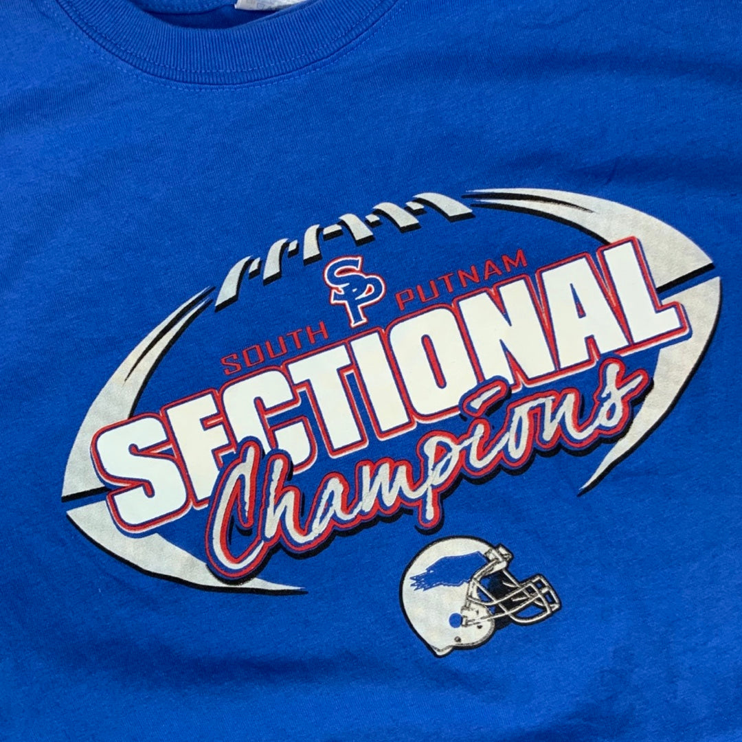 Vintage USA South Putnam Sectional Champs Football Blue Varsity T-Shirt S