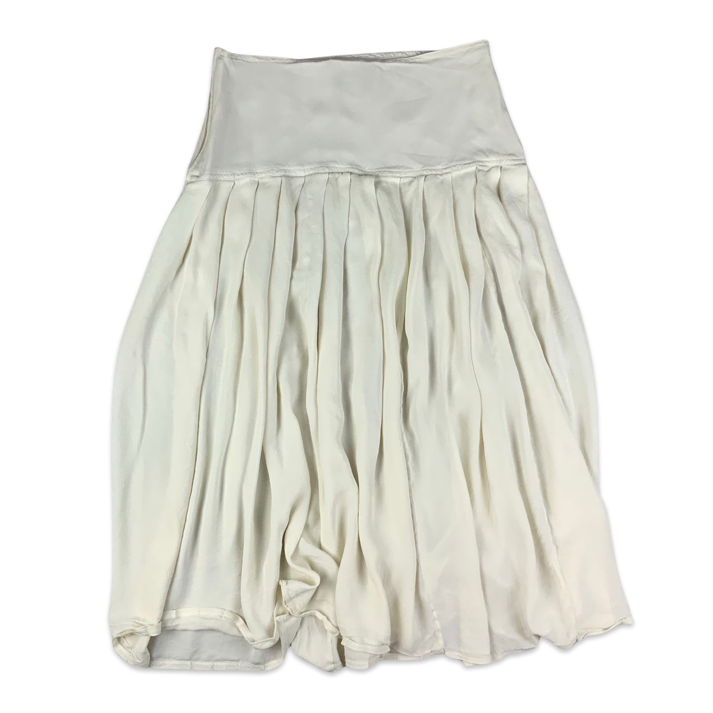 Vintage White Pleated Silk Midi Skirt 10