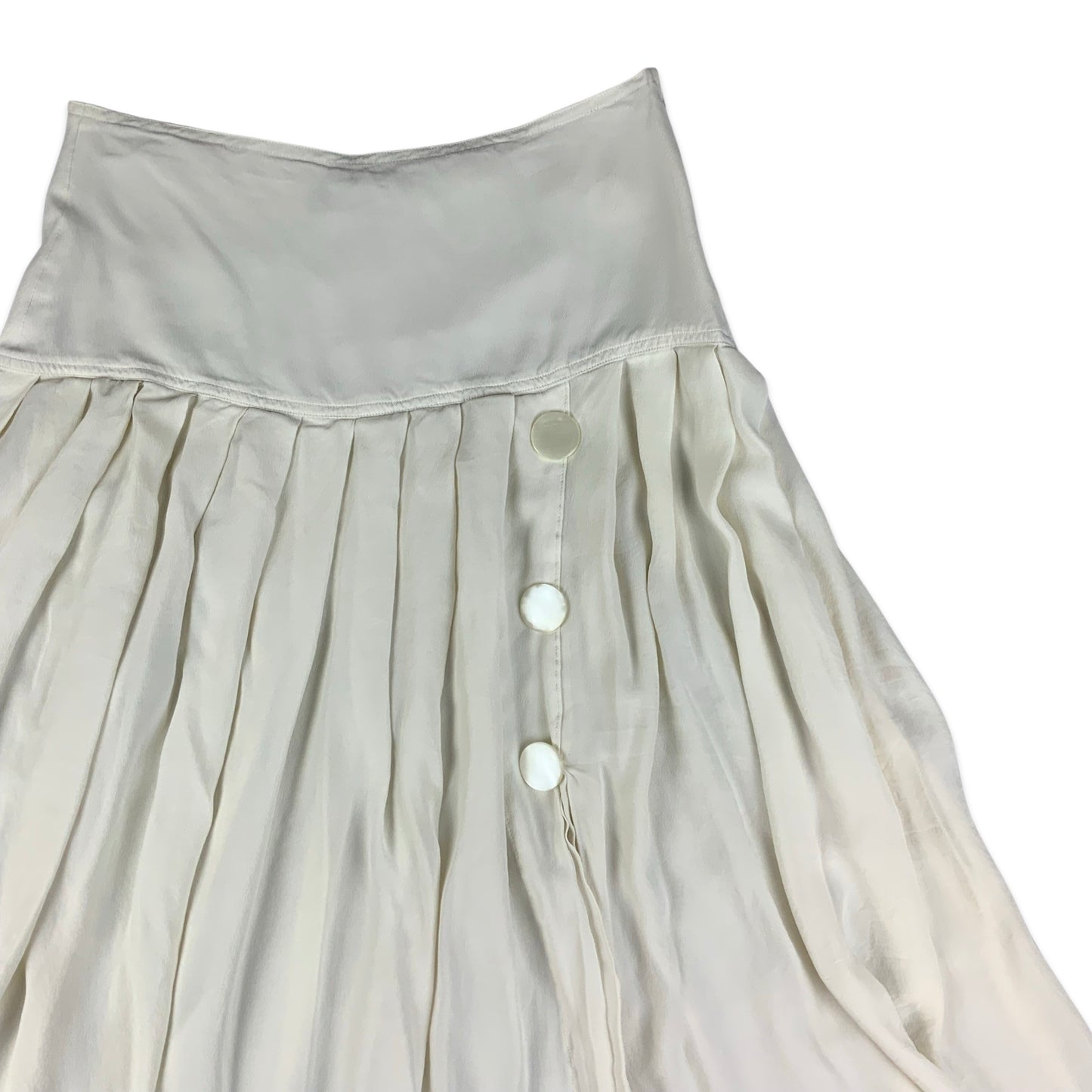 Vintage White Pleated Silk Midi Skirt 10