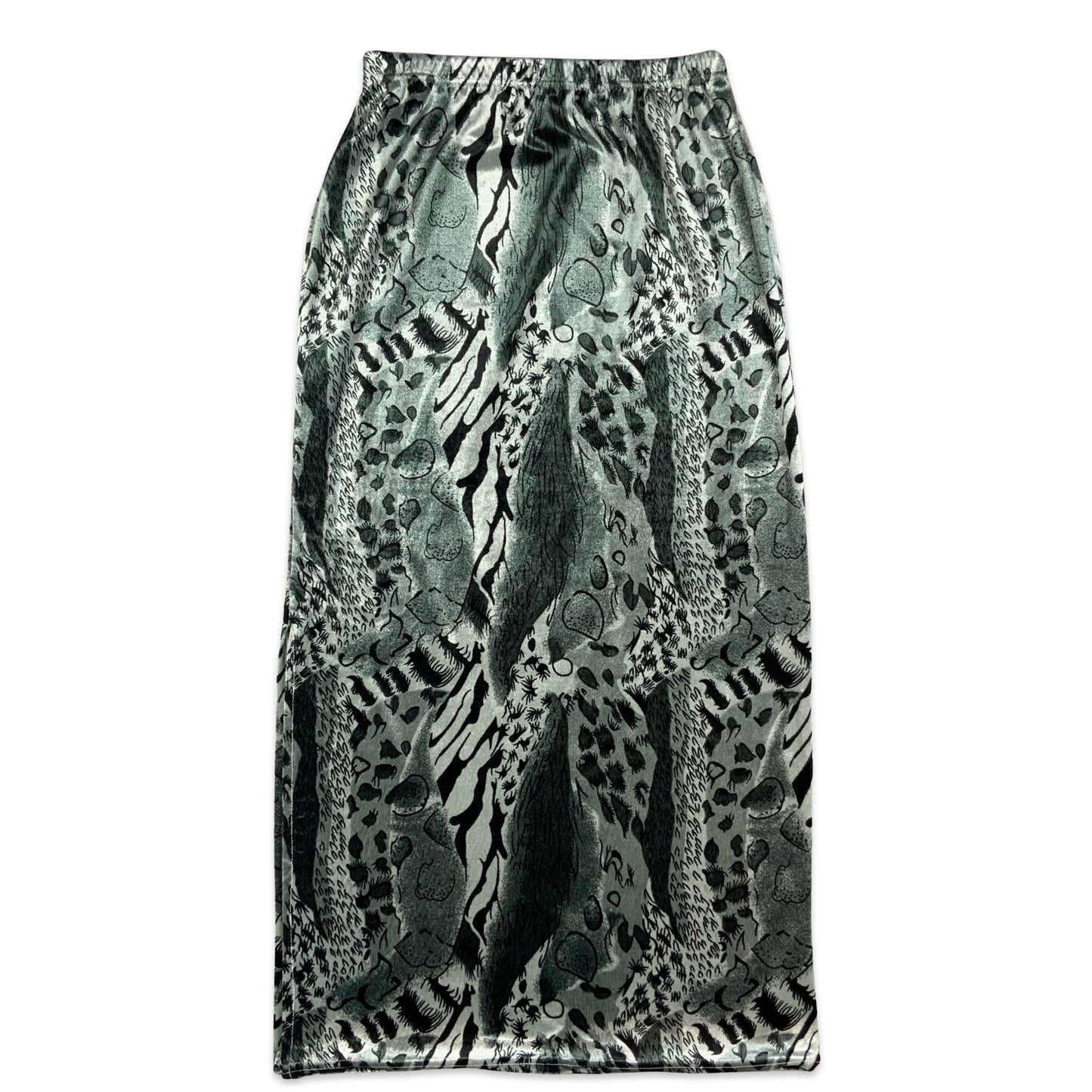 Silver & Black Velvet Maxi Skirt 8 10 12