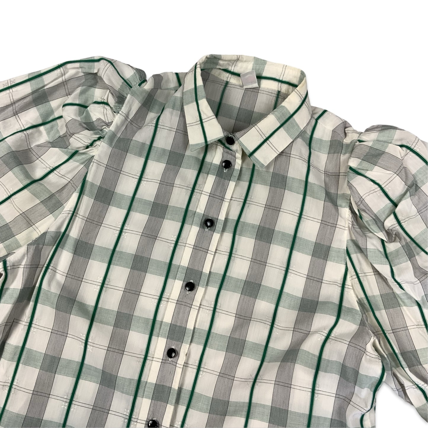 Vintage Green & White Blouse 14 16