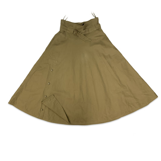 Vintage Khaki Maxi Skirt 12 14