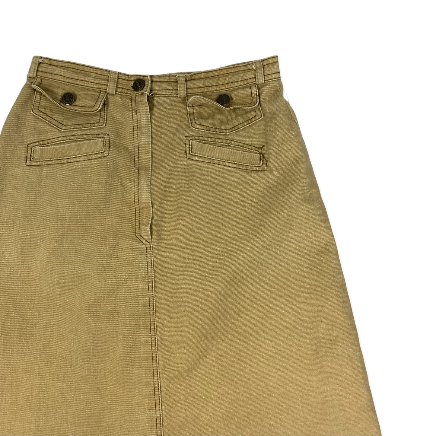 Vintage Khaki Denim A-line Skirt 6 8