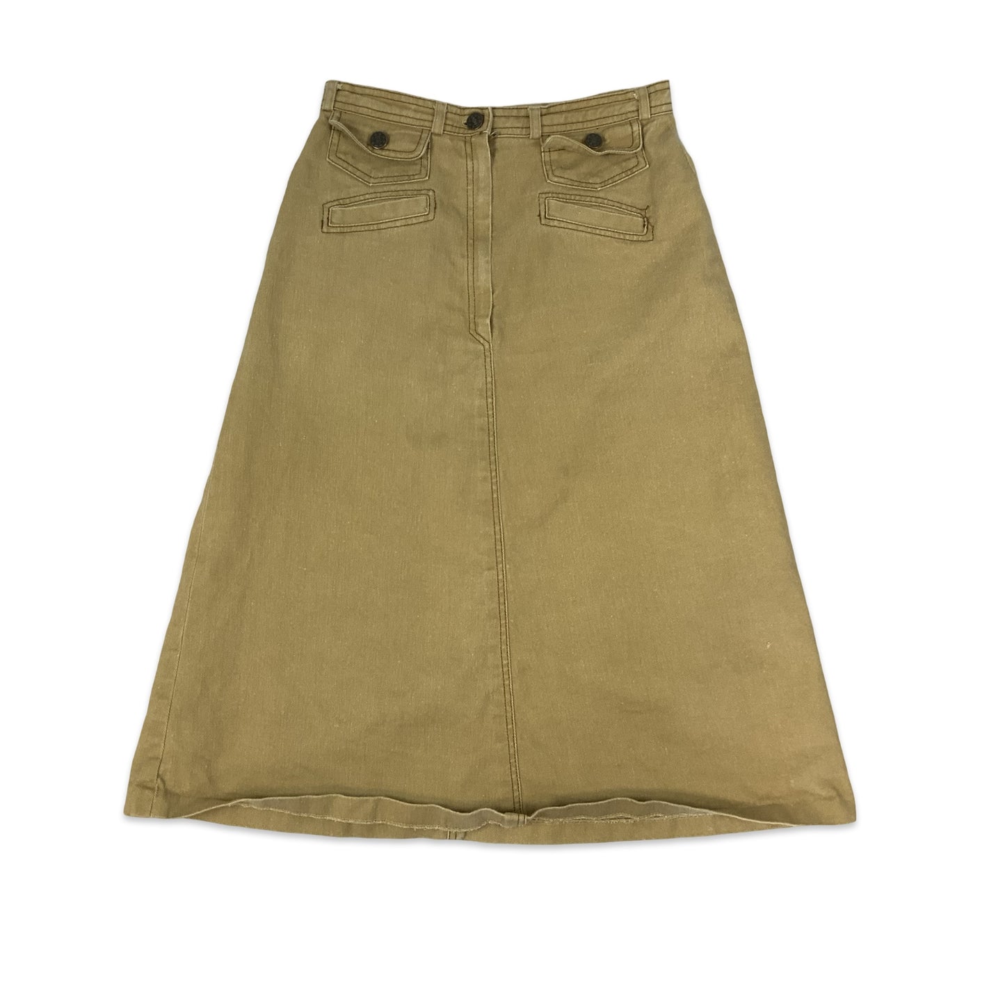 Vintage Khaki Denim A-line Skirt 6 8