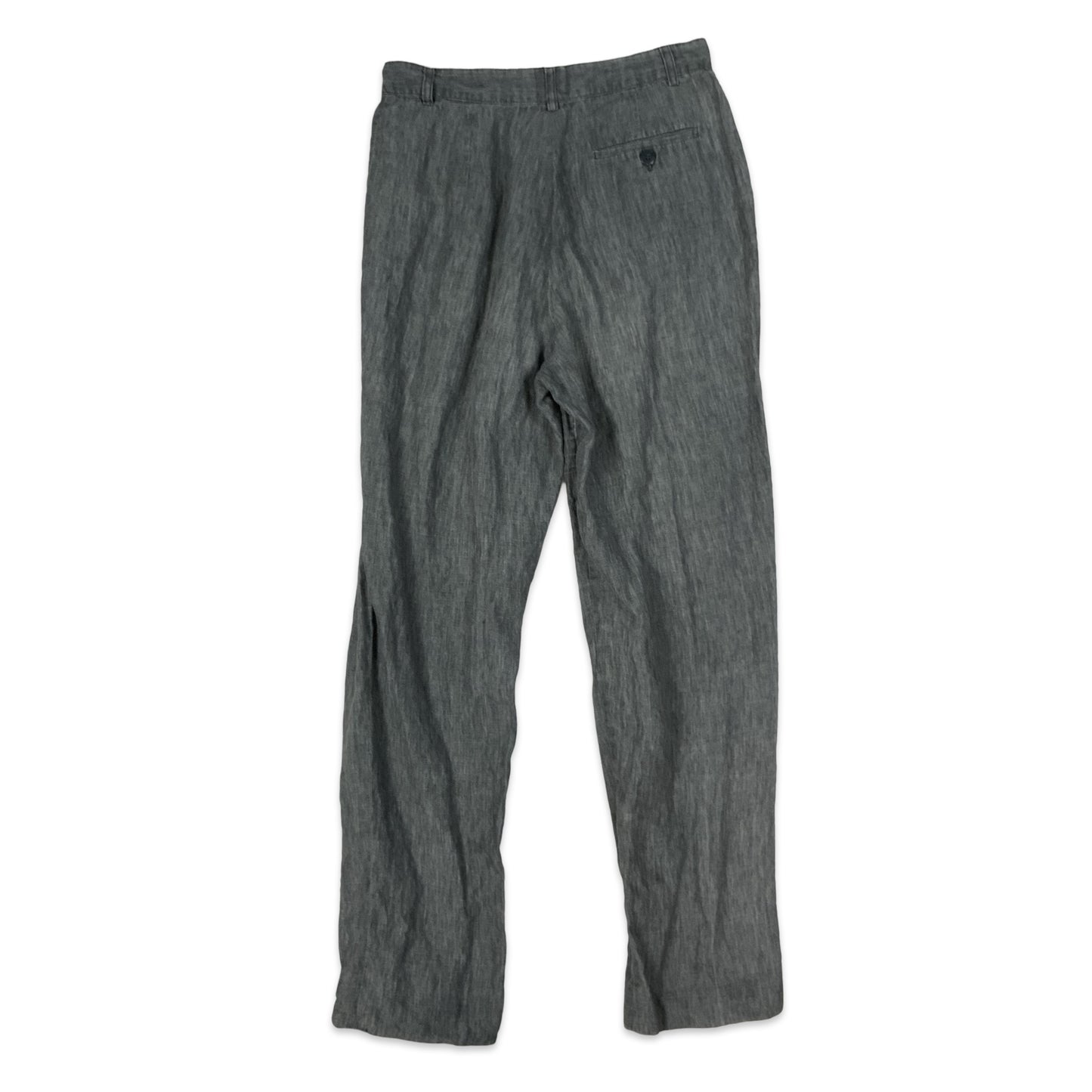 Pleated Grey Linen Trousers 8 10