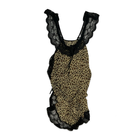 Vintage Y2K Leopard Print Slip Dress 6 8 10