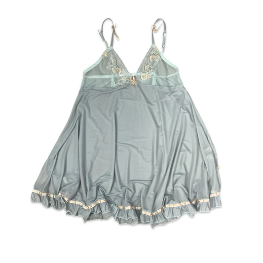 Vintage Y2K Pastel Blue Spaghetti Strap Slip Dress 6 8 10